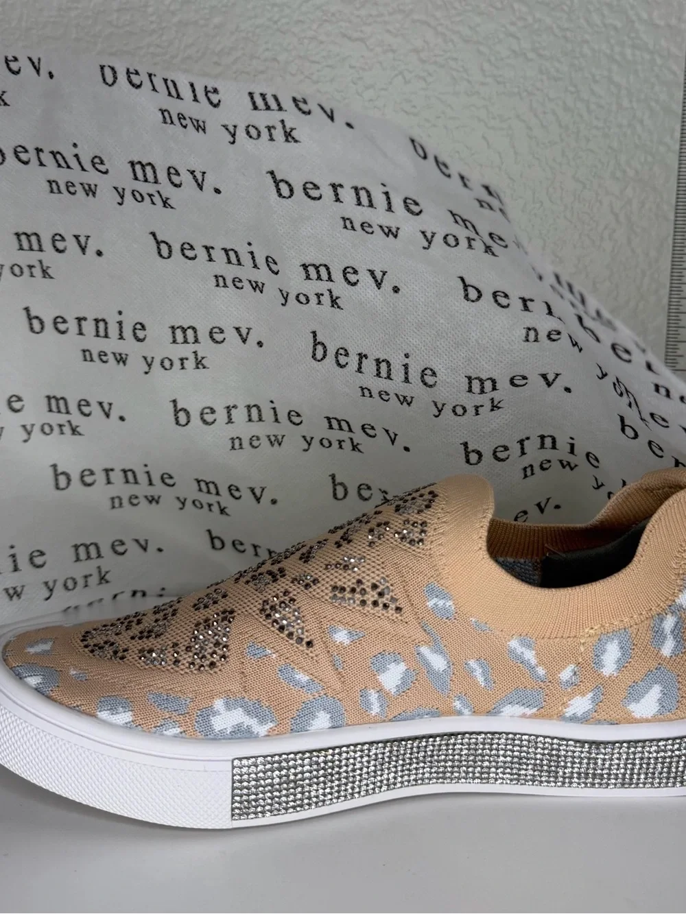 bernie mev. Tan Slip-On Sneakers with Leopard Metallic Accents